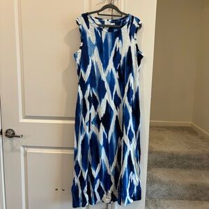 Chico's Abstract Blue and White Maxi Dress
